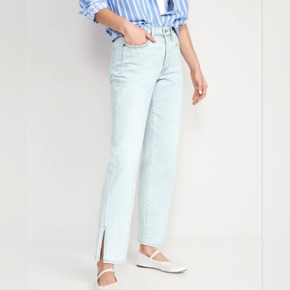 High waisted size 18 side split button front jeans